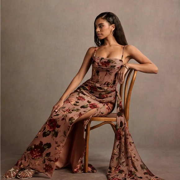 Azazie Dusty Rose Floral Maxi Dress - Picture 5 of 8